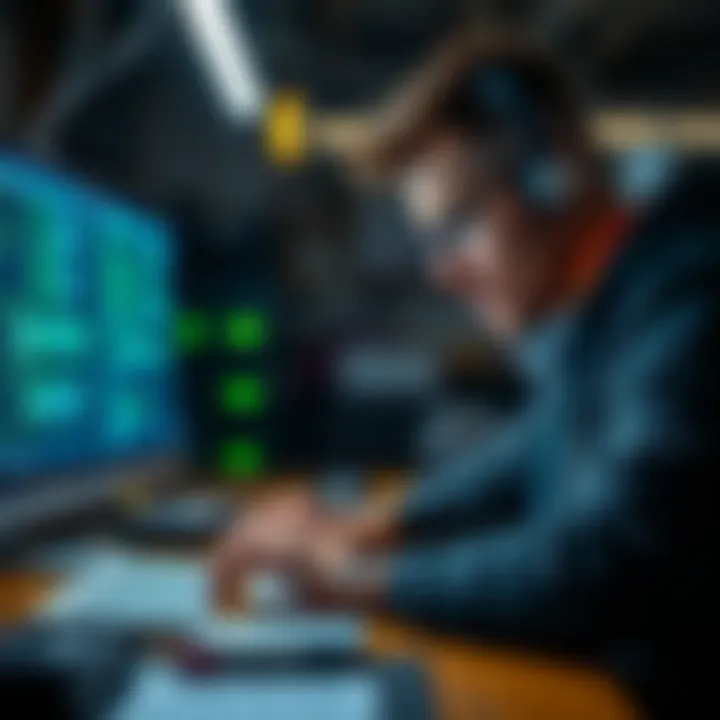 Developer coding a smart contract for a new cryptocurrency