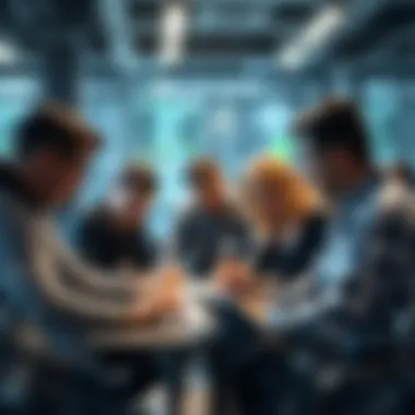 Collaboration in Blockchain Development A team collaborating on blockchain technology projects