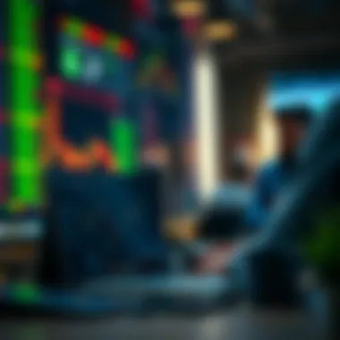 Market Strategies Analysis for Traders A trader analyzing market strategies and trends on a laptop.