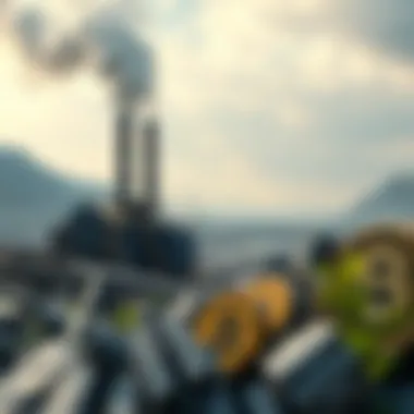 Environmental Impact of Cryptocurrency Mining Illustration highlighting the environmental impact of mining.