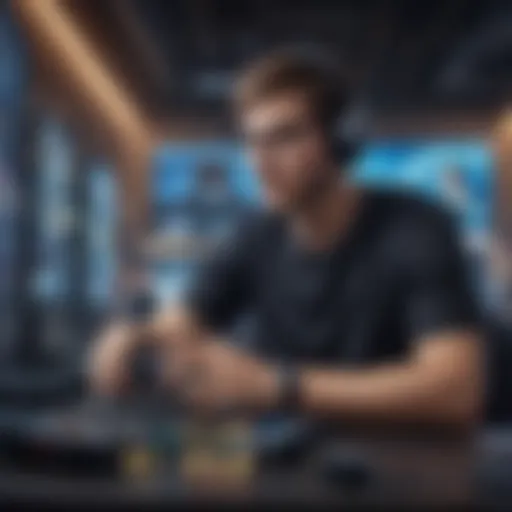 A gamer engaged in a virtual environment showcasing blockchain integration