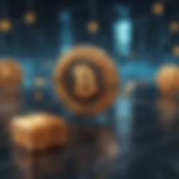 An illustration of a blockchain network with staking smart contracts highlighted.