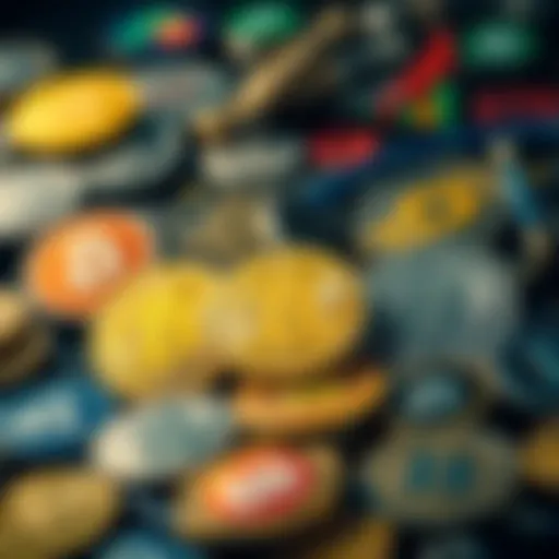 A visual representation of various cryptocurrencies and their symbols