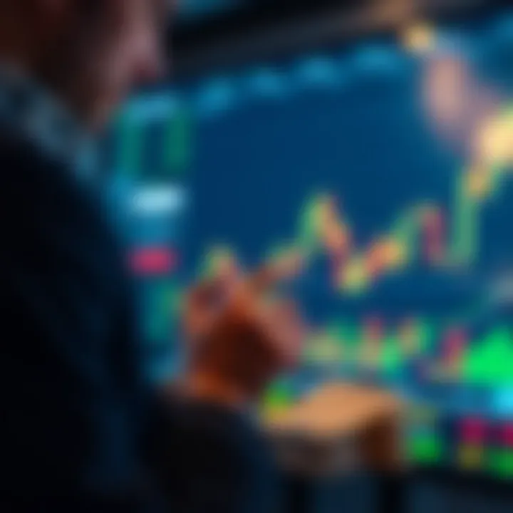 Trader interpreting a coin stock chart