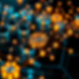 Conceptual representation of blockchain technology with interconnected nodes