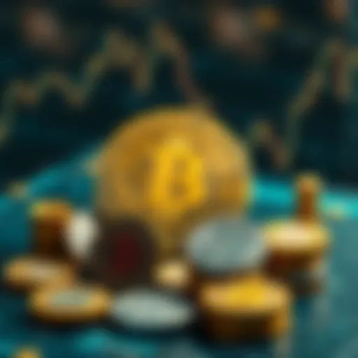 A visual representation of various large cap cryptocurrencies