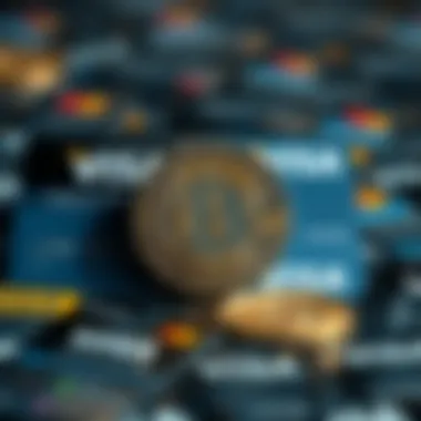 Integration of Cryptocurrency and Traditional Finance A digital representation of Bitcoin alongside Visa card logos